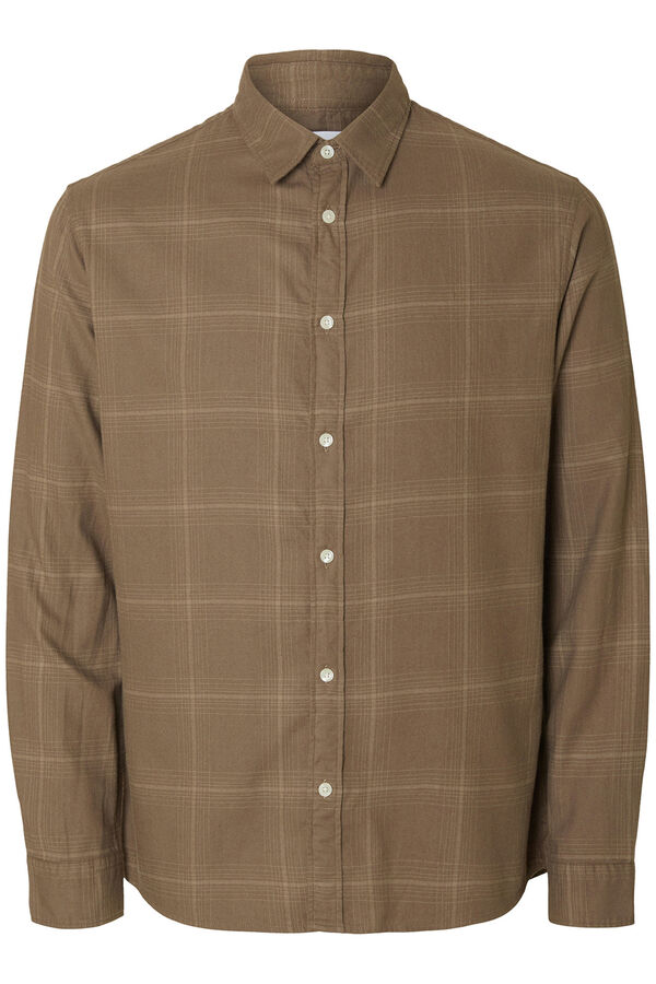 Selected Camisa de manga larga slim fit Marr&oacute;n