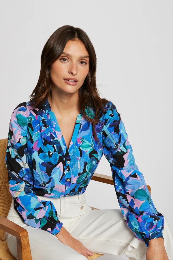 Morgan Camisa escote en V estampada Estampado azul