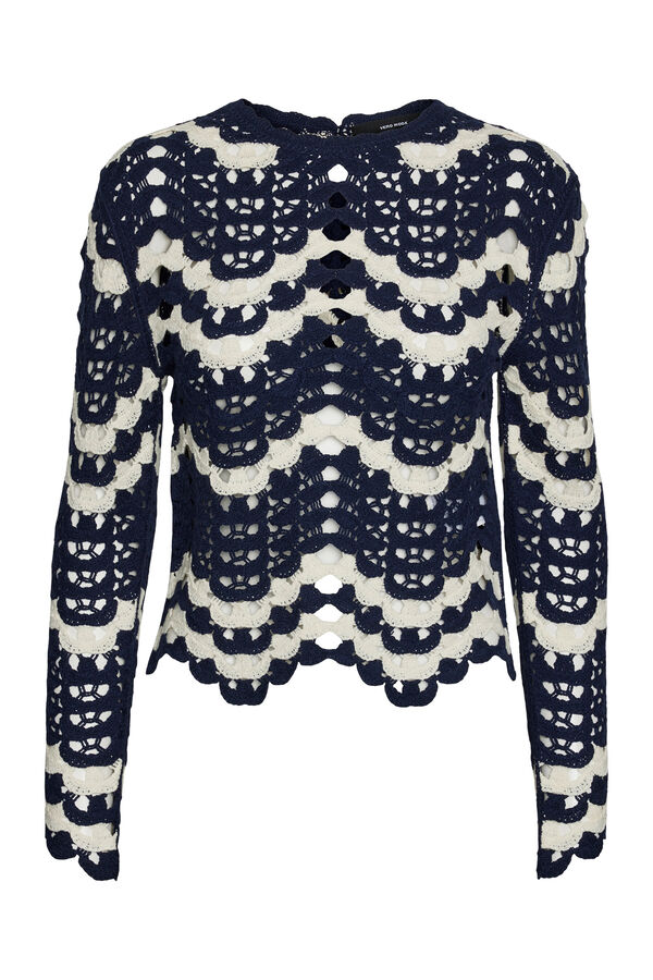 Vero Moda Top de crochet de manga larga Azul marino