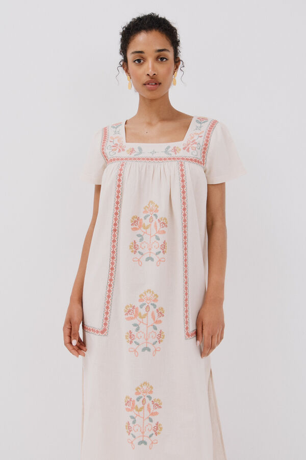 Cortefiel Vestido tunica bordada Multicolor