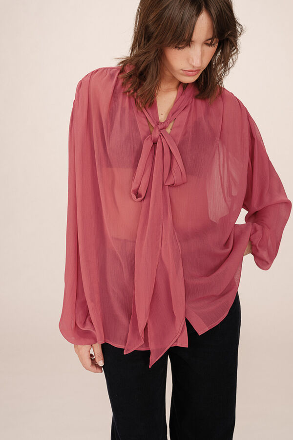 Grace & Mila Blusa fluida con lazada Rosa