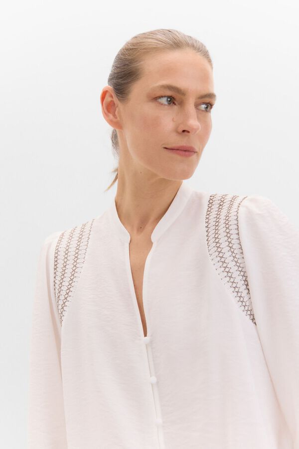 Cortefiel Blusa nido de abeja Blanco
