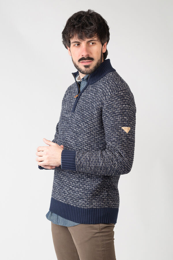 Privata Jersey b&aacute;sico de punto cuello cremallera Azul