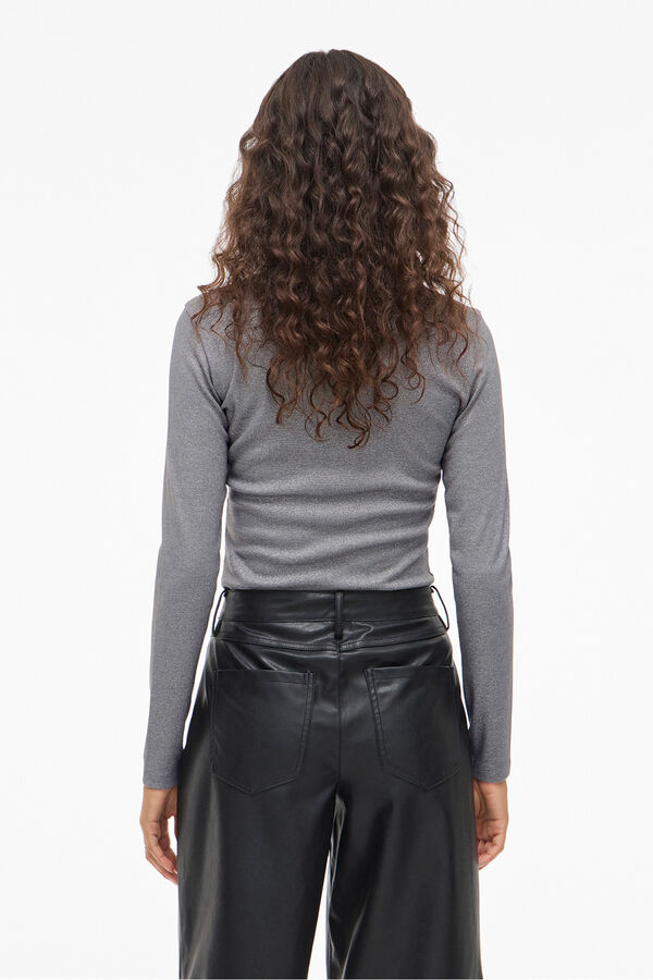 Vila Top de manga larga con glitter Gris