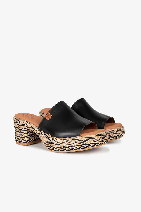 Popa Dillon Leather Salto Cunha Feminino Preto