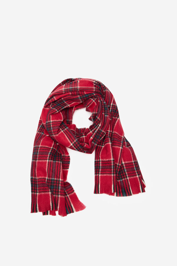 Cortefiel Cachecol com padr&atilde;o ao xadrez tartan Vermelho