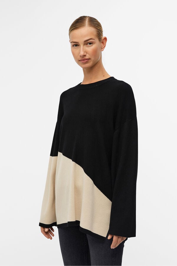 Object Jersey bicolor amplio Negro