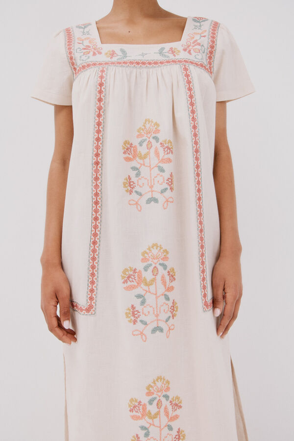 Cortefiel Vestido tunica bordada Multicolor