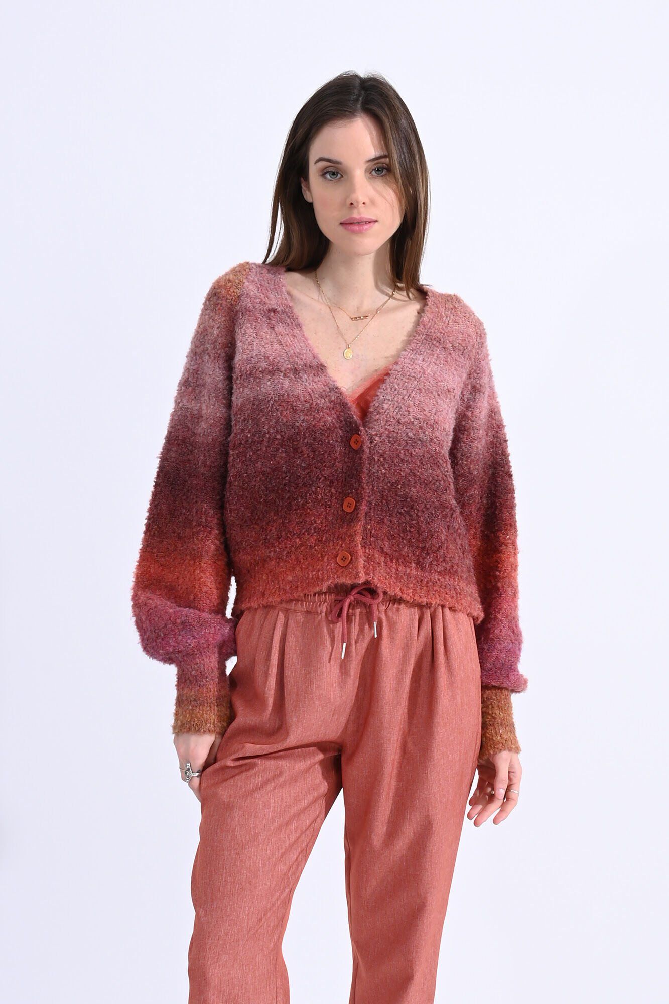 Molly Bracken Cardigan de manga comprida tecido peluche