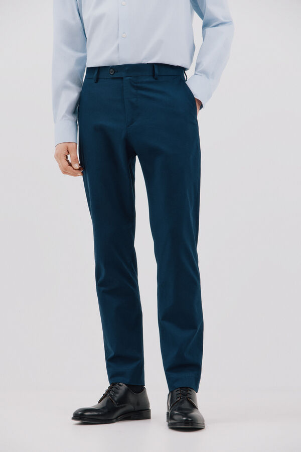 Cortefiel Pantal&oacute;n algod&oacute;n y lino Azul marino