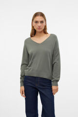 Vero Moda Su&eacute;ter feminino com gola em bico e ombros ca&iacute;dos Verde