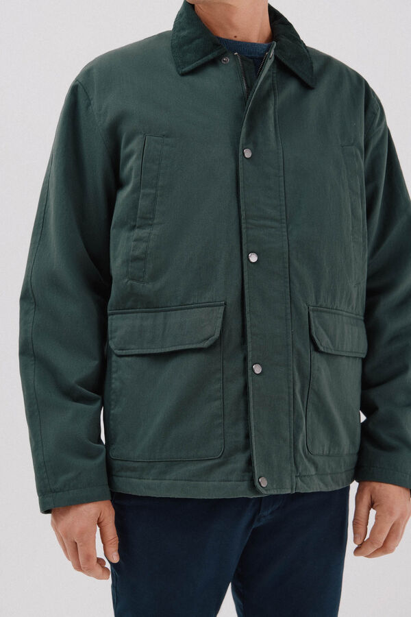 Cortefiel Chaqueta cuello combinado Verde oscuro
