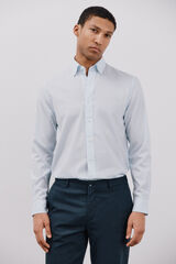 Cortefiel Camisa rayas algod&oacute;n tencel Azul