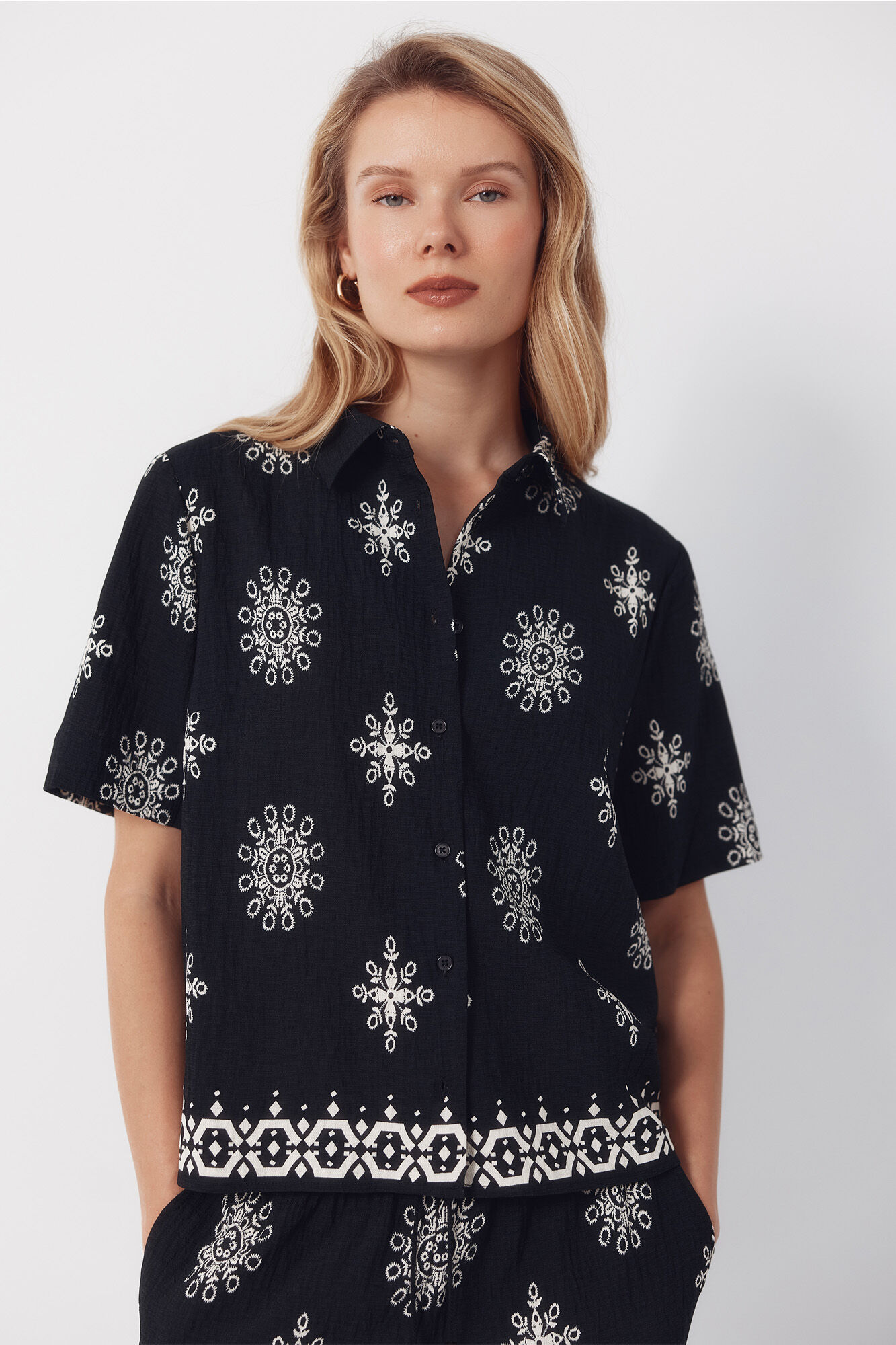 Cortefiel Camisa manga curta estampada