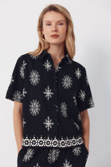 Cortefiel Camisa manga curta estampada Azul