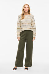 Vila Jersey de rayas con calados Beige