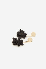 Cortefiel Pendiente pétalos flor Negro