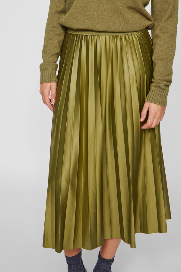 Vila Falda midi plisada Verde oscuro