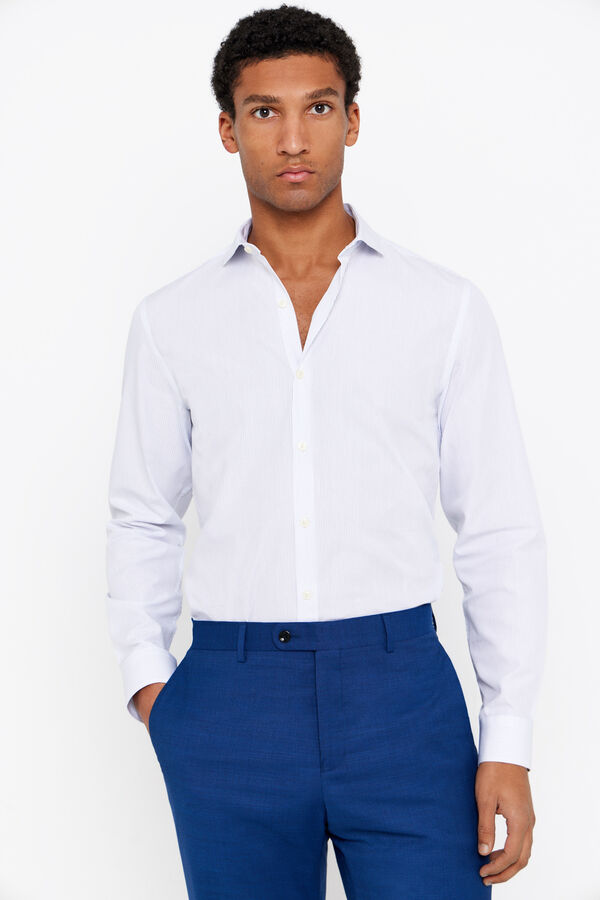 Cortefiel Camisa formal riscas corte slim f&aacute;cil de engomar Azul