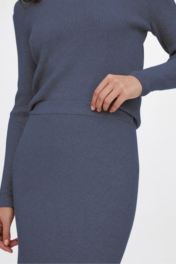 Vila Saia midi de malha malha Azul