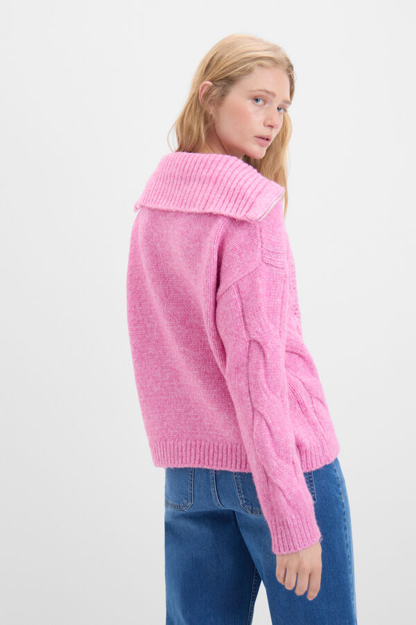 Cortefiel Jersey cuello cremallera Rosa