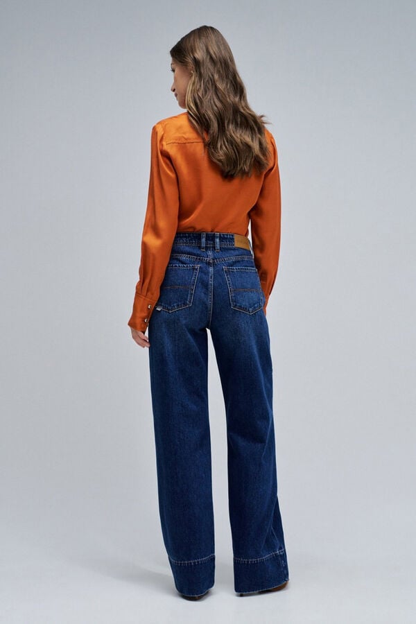 Salsa Jeans Cal&ccedil;a jeans de perna larga com bainha alta Azul