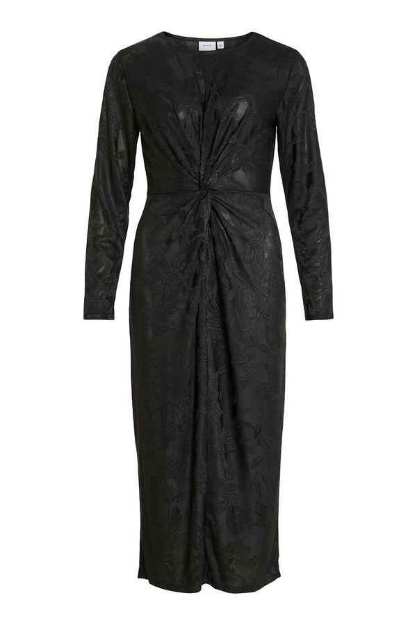Vila Vestido midi jacquard Negro