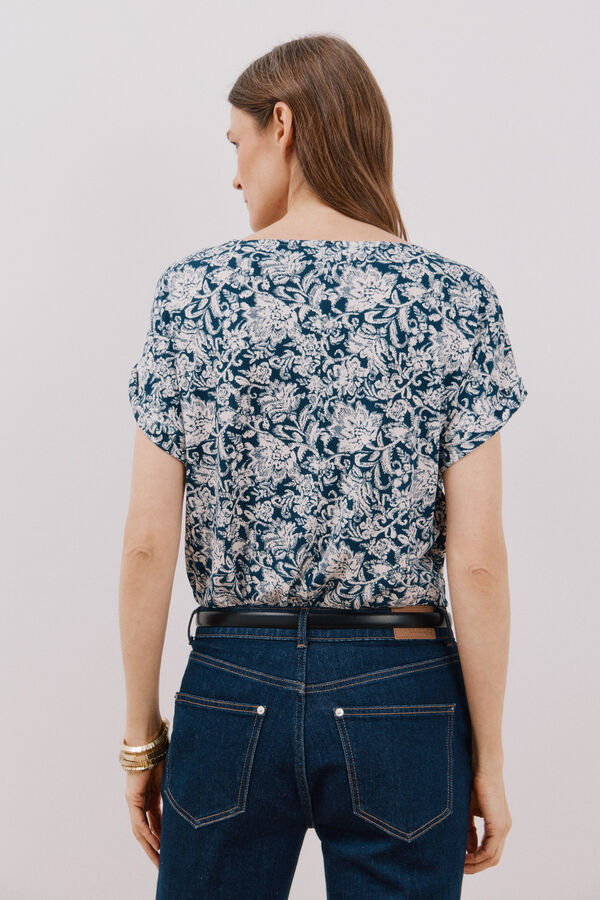 Cortefiel Top estampado com bico Azul