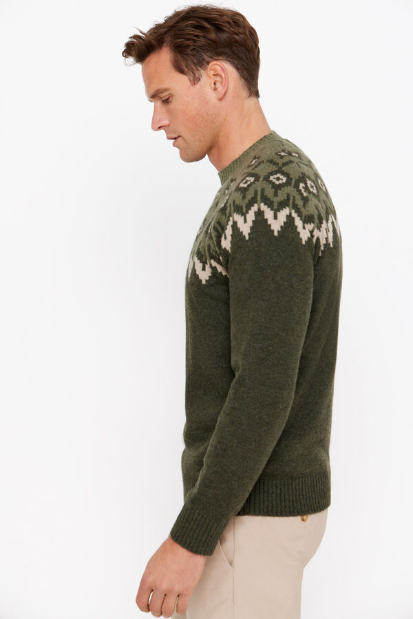 Cortefiel Jersey estampado navidad Verde