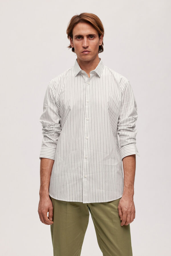 Cortefiel Camisa de vestir de manga larga algodón orgánico Blanco