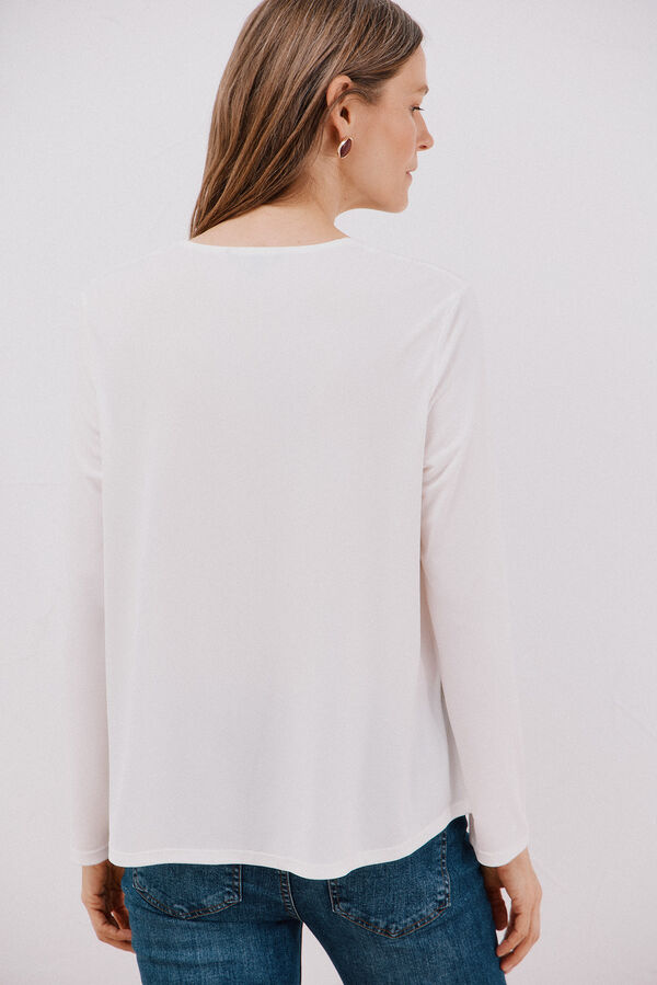 Cortefiel Top fluido pliegue Blanco
