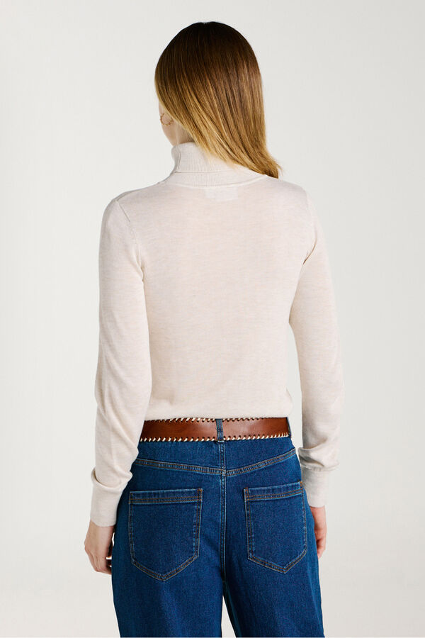 Vila Jersey de cuello alto con viscosa Beige