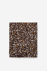 Cortefiel Lenço de seda estampado leopardo com riscas lúrex Marfim