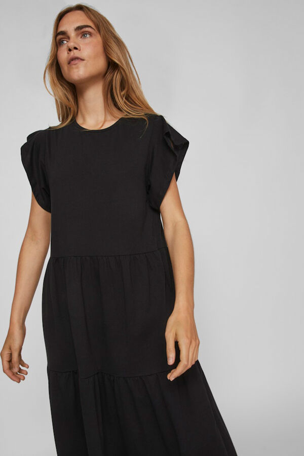 Vila Vestido midi con algod&oacute;n org&aacute;nico Negro
