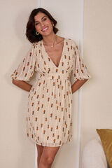 Polín Et Moi Vestido curto com decote em bico Tostado