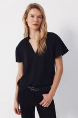 Cortefiel Blusa manga ragl&aacute;n Negro