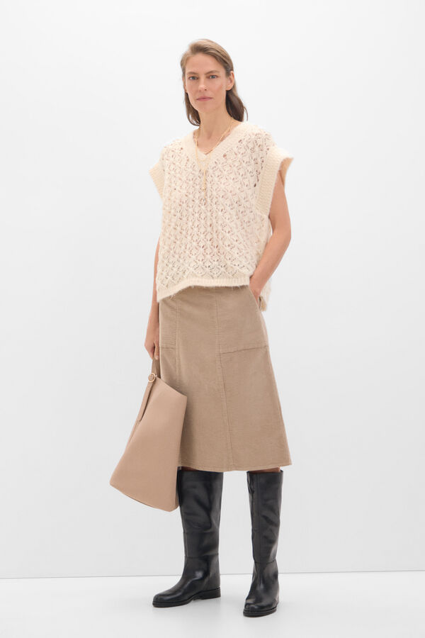 Cortefiel Colete de malha perfurado Ecru