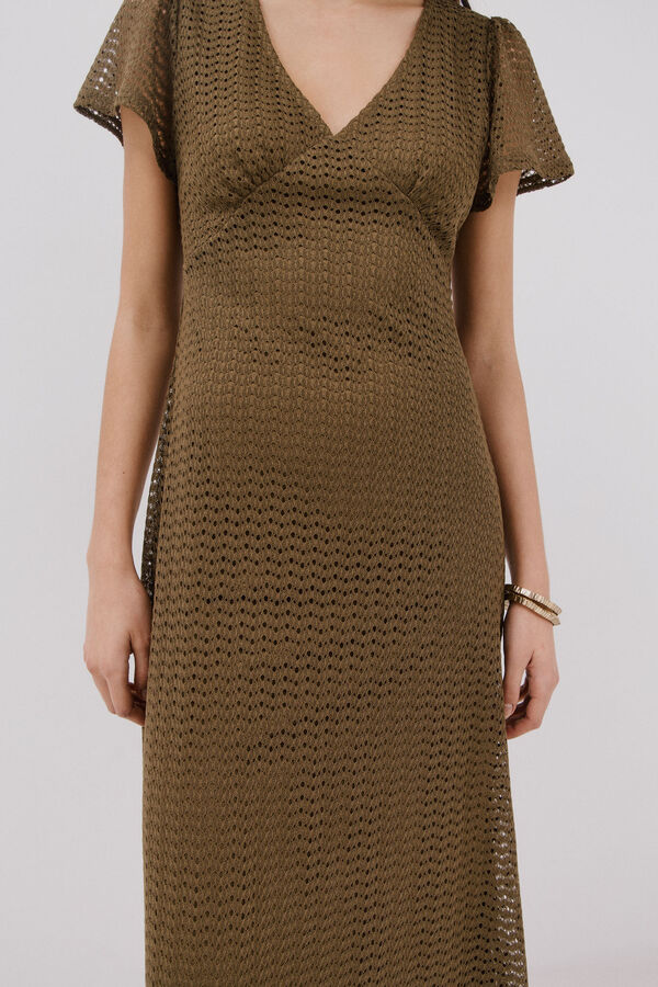 Cortefiel Vestido estructura rayas Kaki