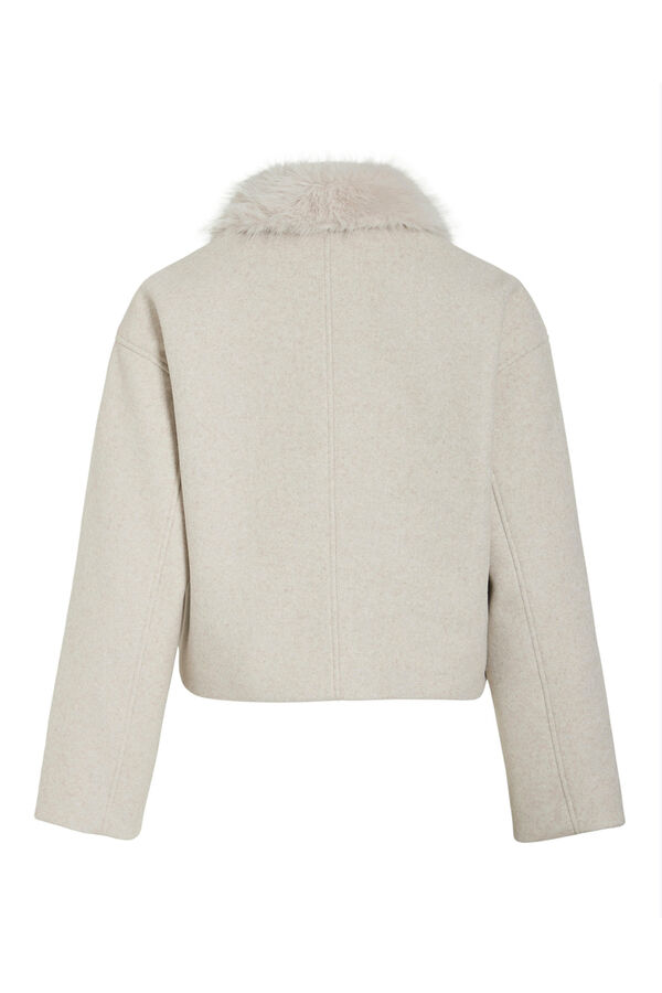 Vila Abrigo de pa&ntilde;o con cuello de pelo sint&eacute;tico Beige