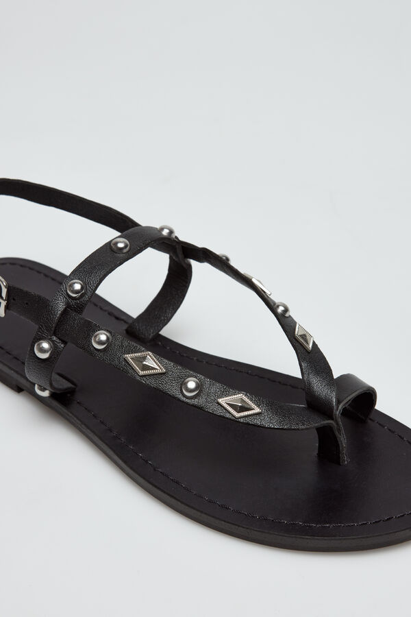 Slowlove Sandalia tiras tachuelas Negro