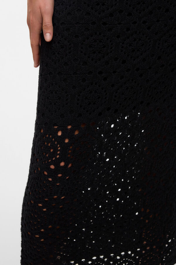Vero Moda Falda midi punto calado Negro