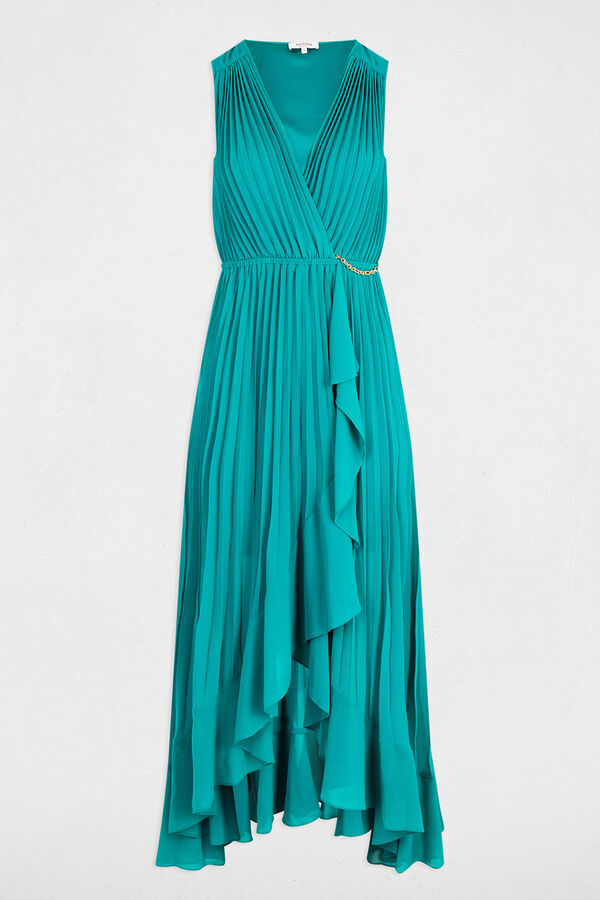 Morgan Vestido longo solto plissado Azul