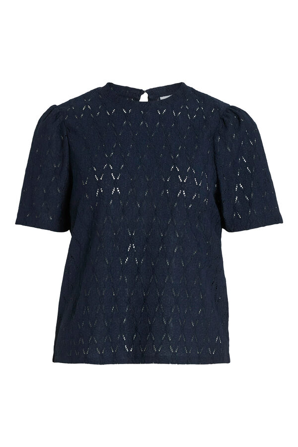 Vila Top calado de manga corta Azul marino