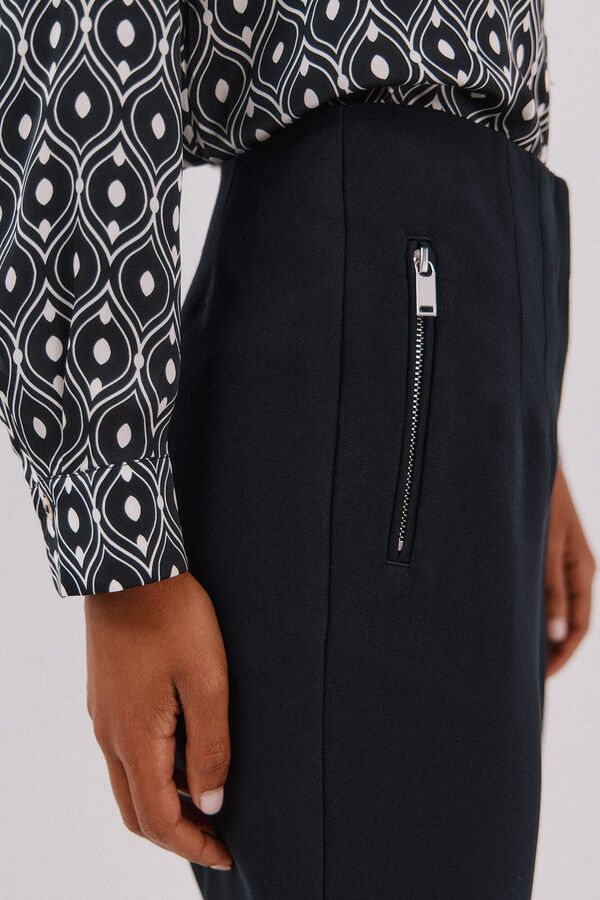 Cortefiel Pantal&oacute;n cremalleras Negro