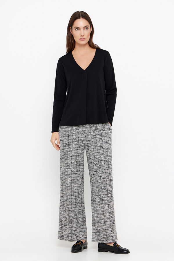 Cortefiel Top fluido com pregas Preto