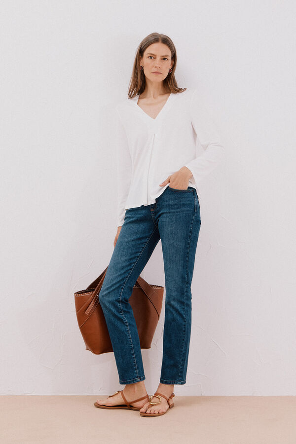 Cortefiel Top fluido pliegue Blanco