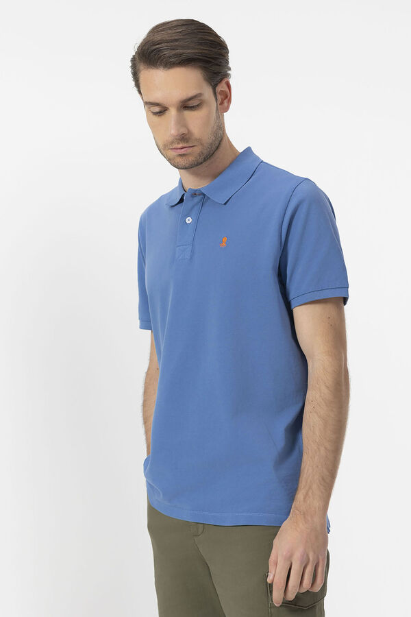 elPulpo Polo lavada com bordado contrastante Azul