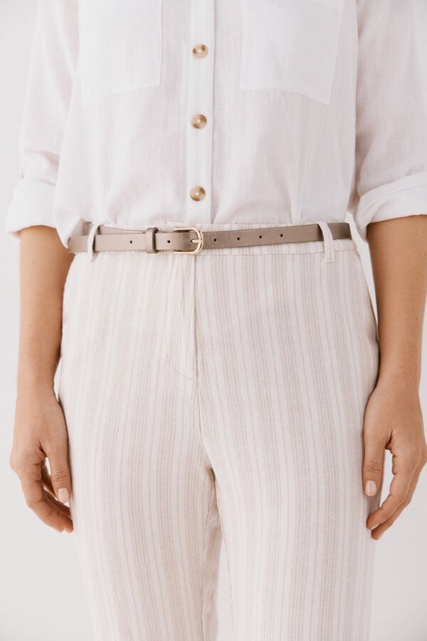 Cortefiel Pantalón de lino Estampado beige