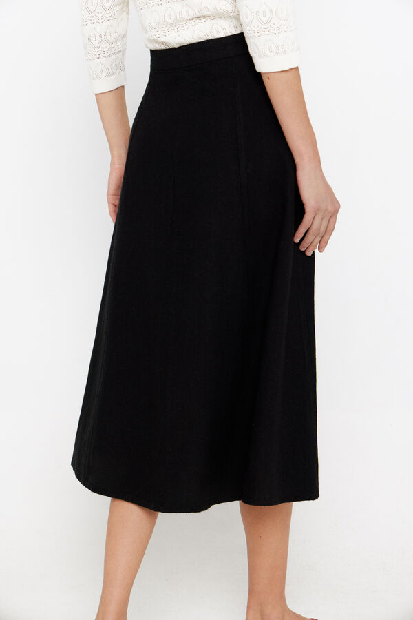 Cortefiel Falda midi botones Negro
