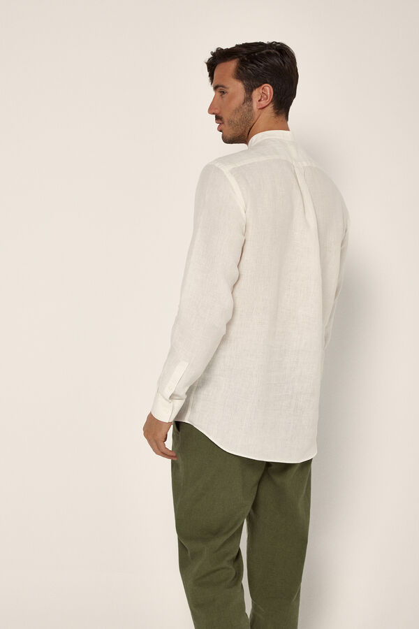 Cortefiel Camisa manga larga 100% lino Blanco